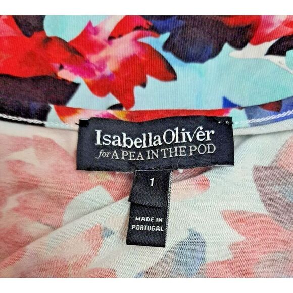 Isabella Oliver A PEA IN THE Maternity Dress Size 1 Small Pink Floral Rouched - Picture 8 of 9